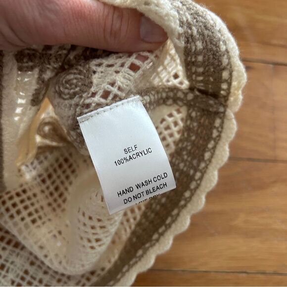 FORE Cream Embroided Floral Button Down Sweater Vest Cardigan Women’s Large - Picture 6 of 7